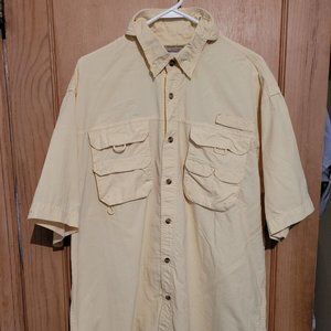 Rugged Earth Outfitters XL Men Vented Button Up Short Sleeve Fishing Shirt Yello